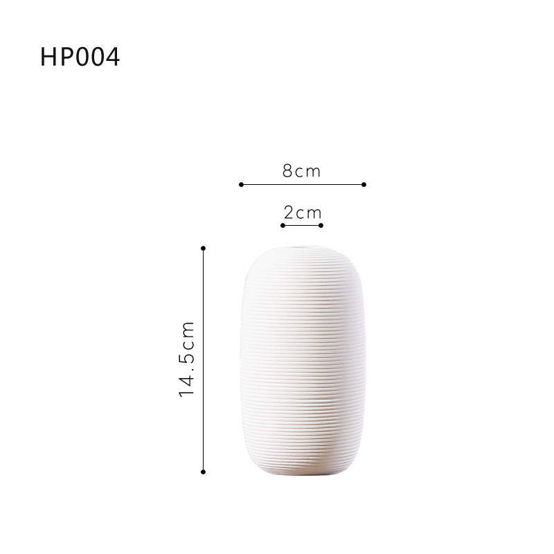 Set of 3 White Ceramic Vases for Home Decor