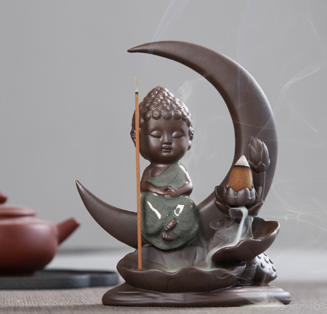 Ceramic Backflow Incense Burner Zen Home Decor Piece