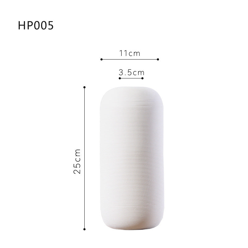 Set of 3 White Ceramic Vases for Home Decor