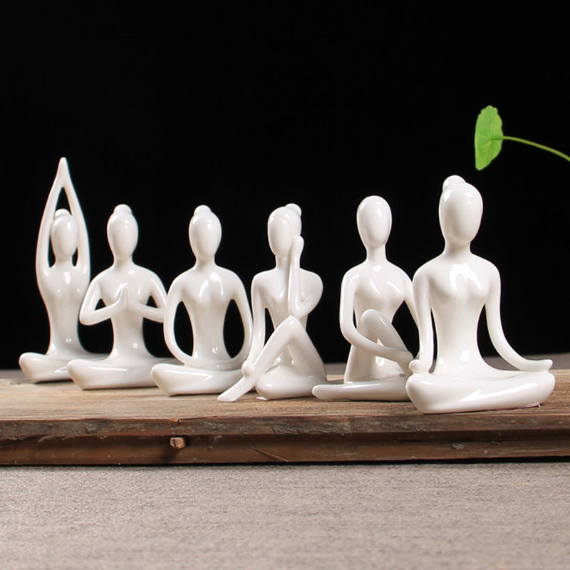 Abstract Yoga Girl Ceramic Home Decor Figurine