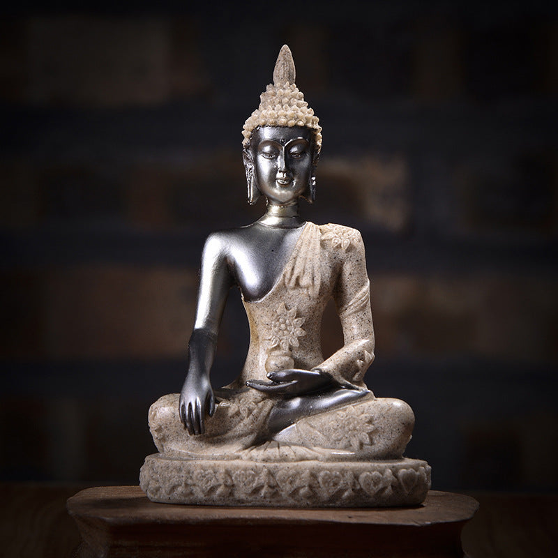 Resin Small Sitting Buddha Sculpture for Home Decor