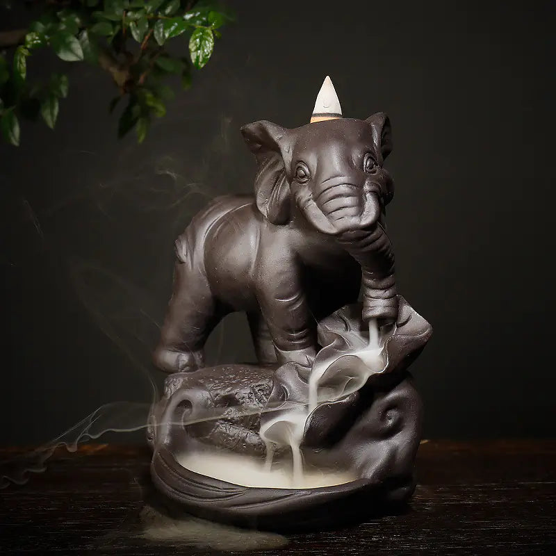 Zisha Elephant Incense Burner Home Decor Figurine