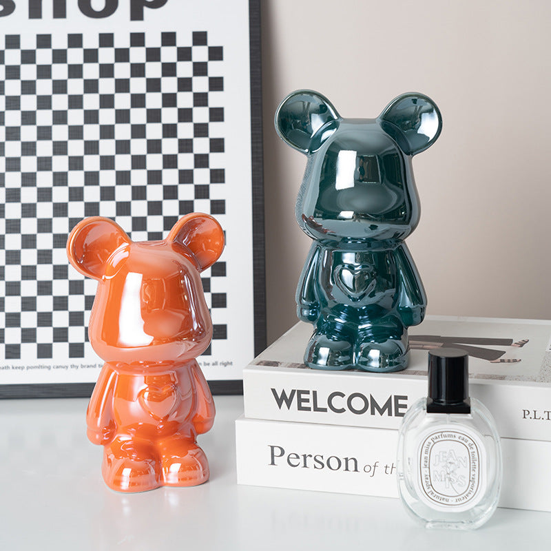 "Violent Bear Ceramic Figurine for Home Decor"