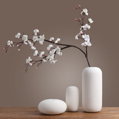Set of 3 White Ceramic Vases for Home Decor
