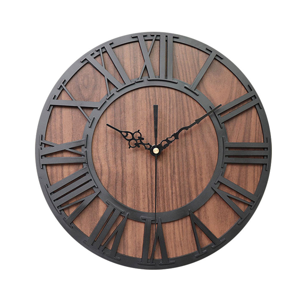 Vintage Wooden Roman Numeral Wall Clock for Home Decor