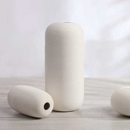 Set of 3 White Ceramic Vases for Home Decor