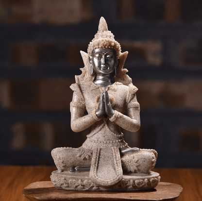 Resin Sandstone Small Sitting Buddha Home Decor Piece