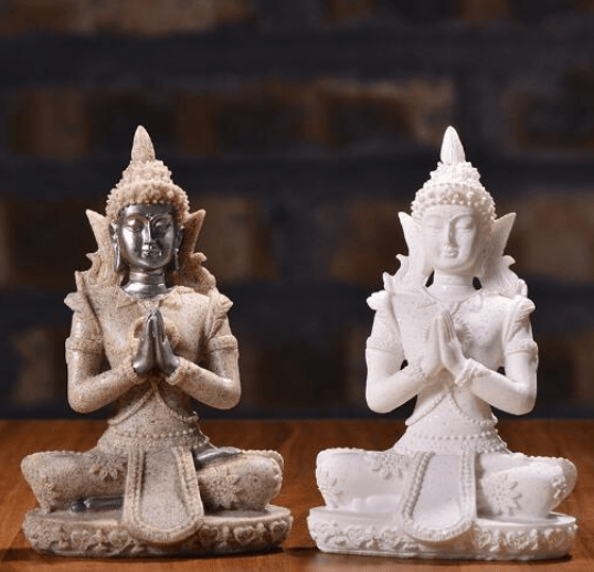 Resin Sandstone Small Sitting Buddha Home Decor Piece