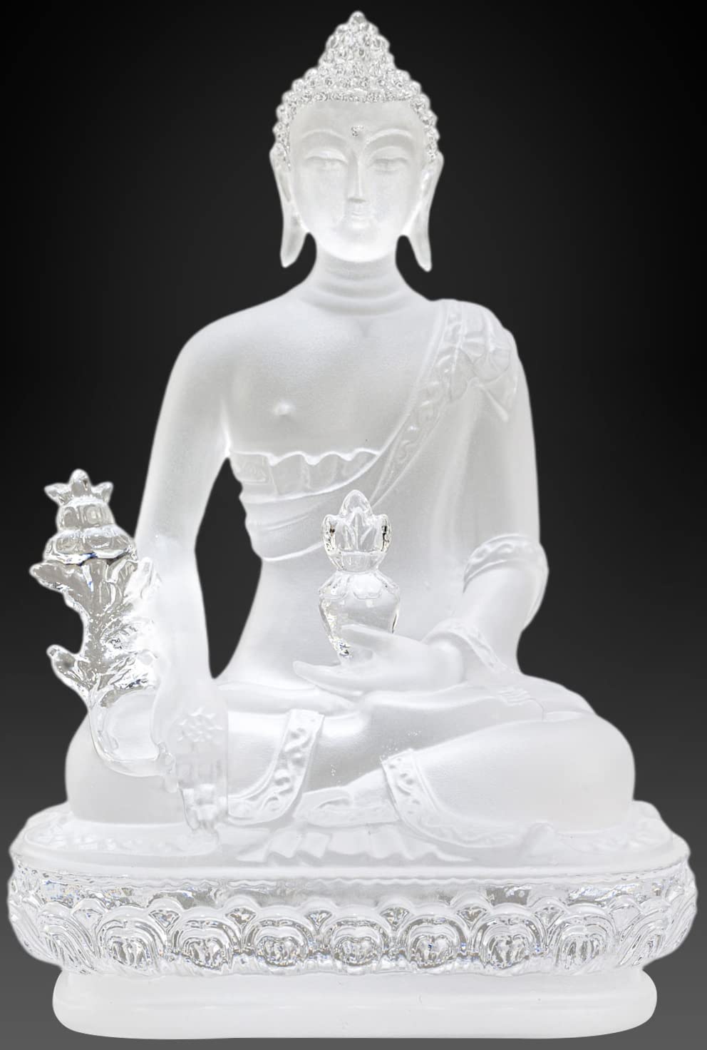Houlu Small Crystal Medicine Buddha Statue for Indoor Home Decor 4.33 in Liuli Crystal Healing Buddha Figurine for Health - Clear