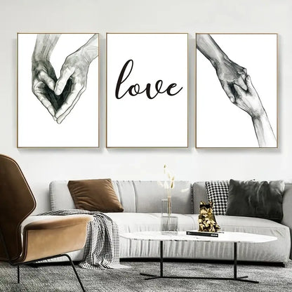 3pcs Love Canvas Print Posters for Home Decor