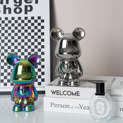 "Violent Bear Ceramic Figurine for Home Decor"