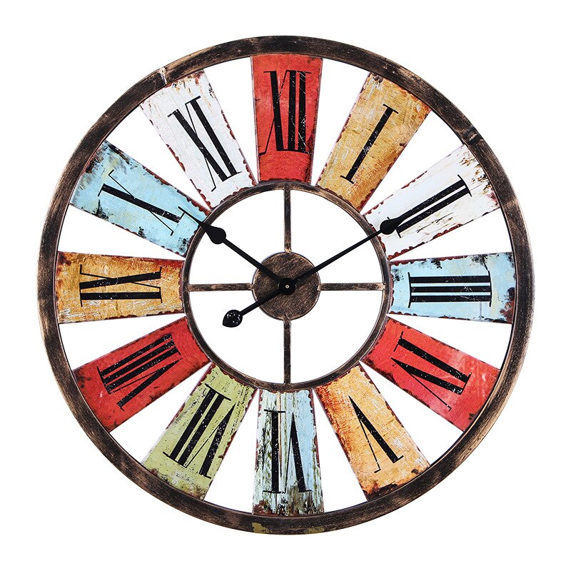 Vintage Iron Wall Clock for Loft Home Decor (Large)