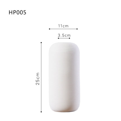 Set of 3 White Ceramic Vases for Home Decor