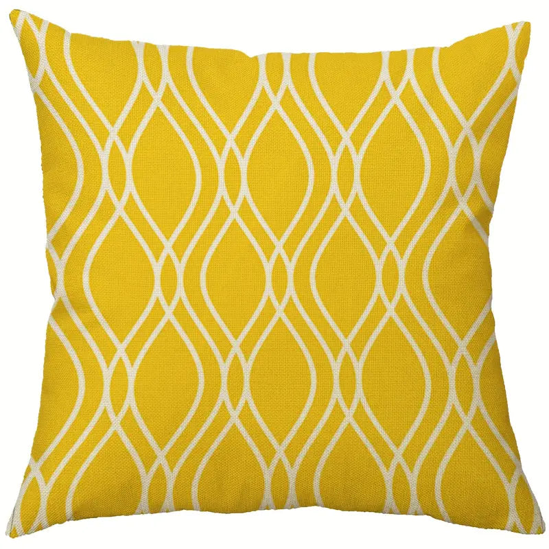 4pcs Yellow Geometric Pillow Covers for Home Decor 18x18"