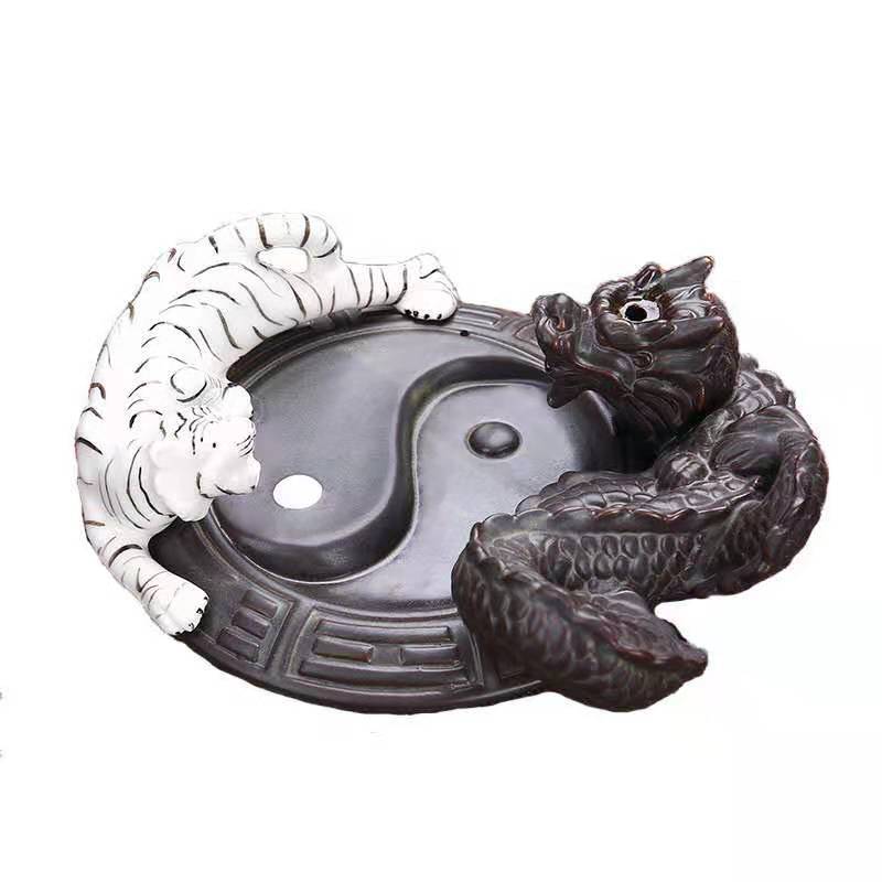 Ceramic Incense Burner with Dragon Design for Home Decor