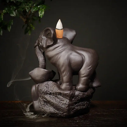 Zisha Elephant Incense Burner Home Decor Figurine