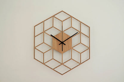 Modern Geometric Wooden Wall Clock for Home Decor