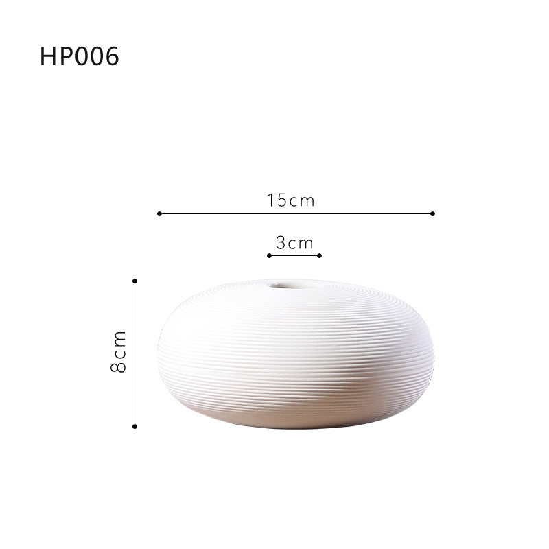 Set of 3 White Ceramic Vases for Home Decor