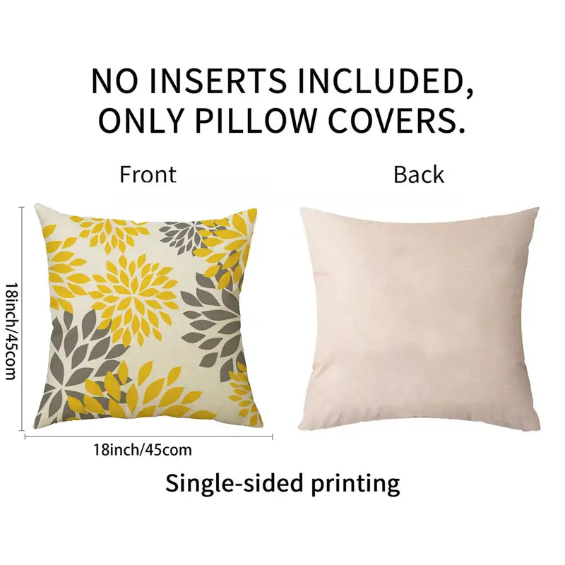 4pcs Yellow Geometric Pillow Covers for Home Decor 18x18"