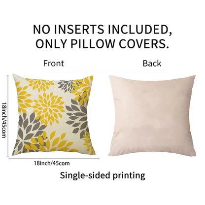 4pcs Yellow Geometric Pillow Covers for Home Decor 18x18"