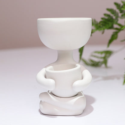 Ceramic Figurine Vase, Home Decor Planter Piece