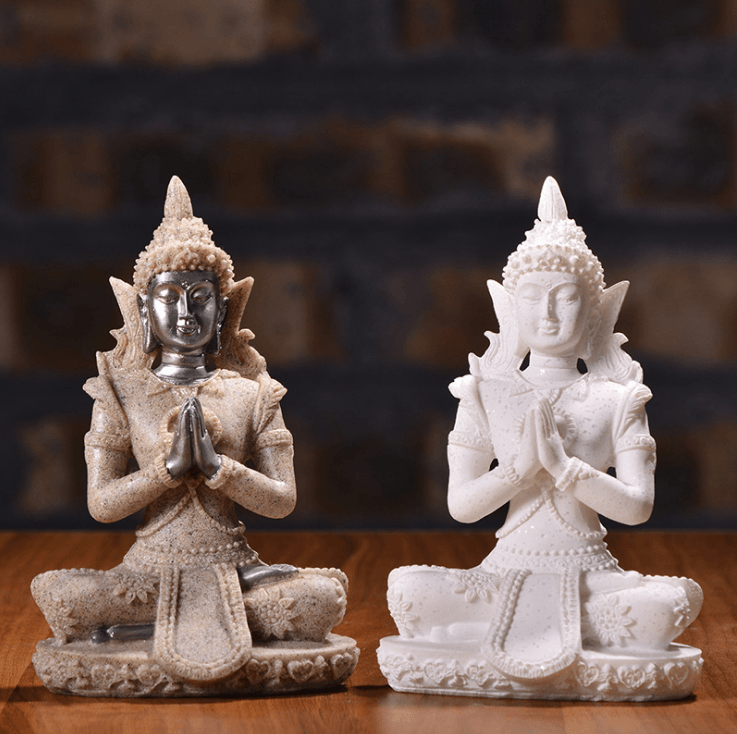 Resin Sandstone Small Sitting Buddha Home Decor Piece