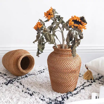 Handwoven Rattan Vase for Home Decor