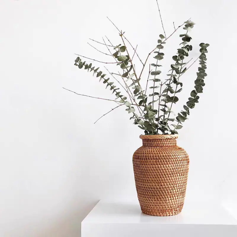 Handwoven Rattan Vase for Home Decor